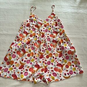 LOFT Fruit Print Mini Dress - White, Red, Orange, Yellow Size Small